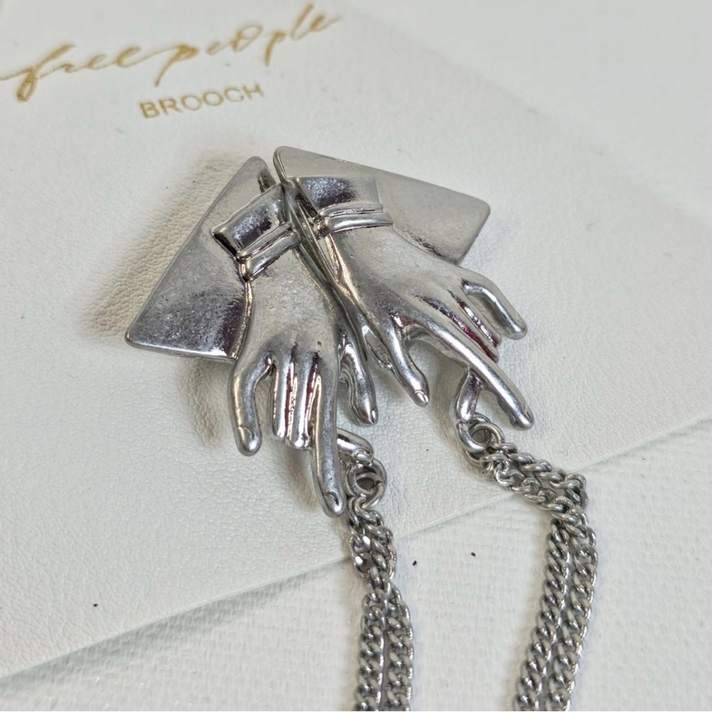 Free People Helping Hands Brooch Pin set silver or gold you pick